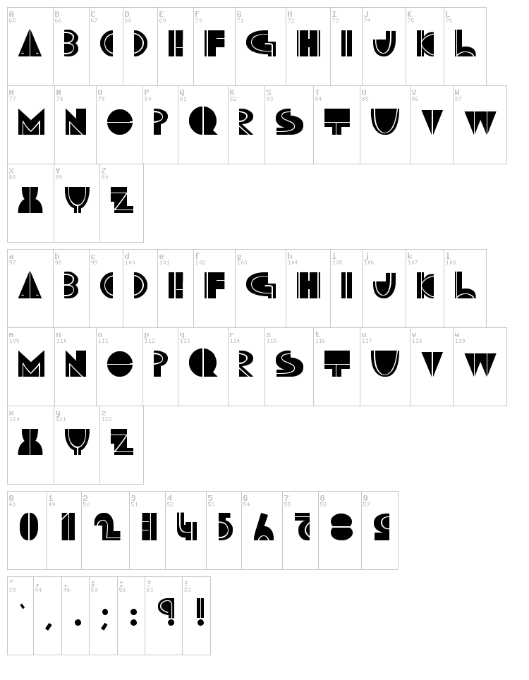 Maruto Skiing font map